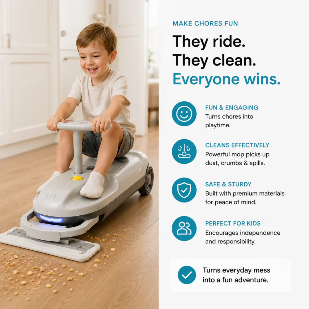 The ride-on go-kart for kids that doubles as a mop.