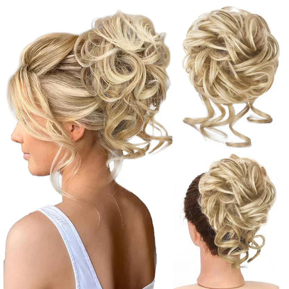 Messy Bun Hair Piece Wavy Curly Chignon Ponytail Hairpiece for Daily Wear