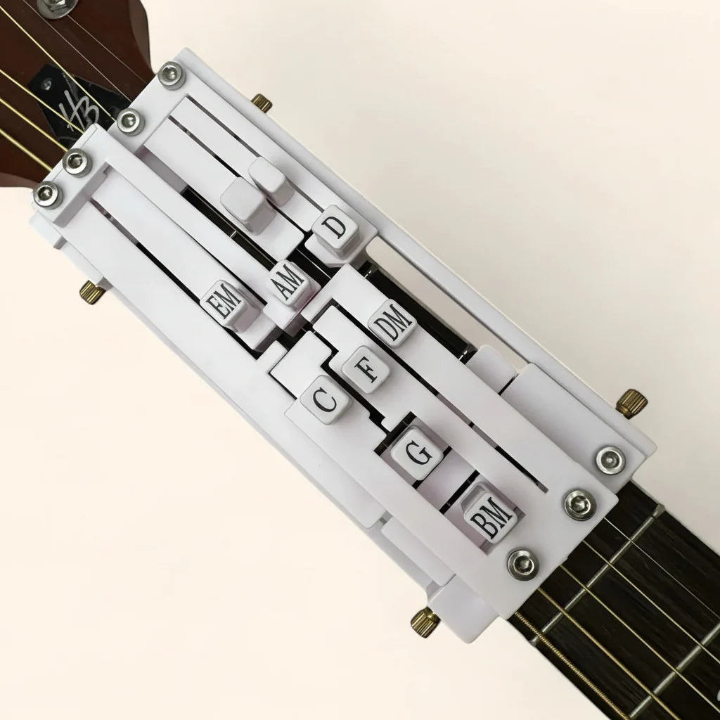 Guitar chord presser and learning assistant tool