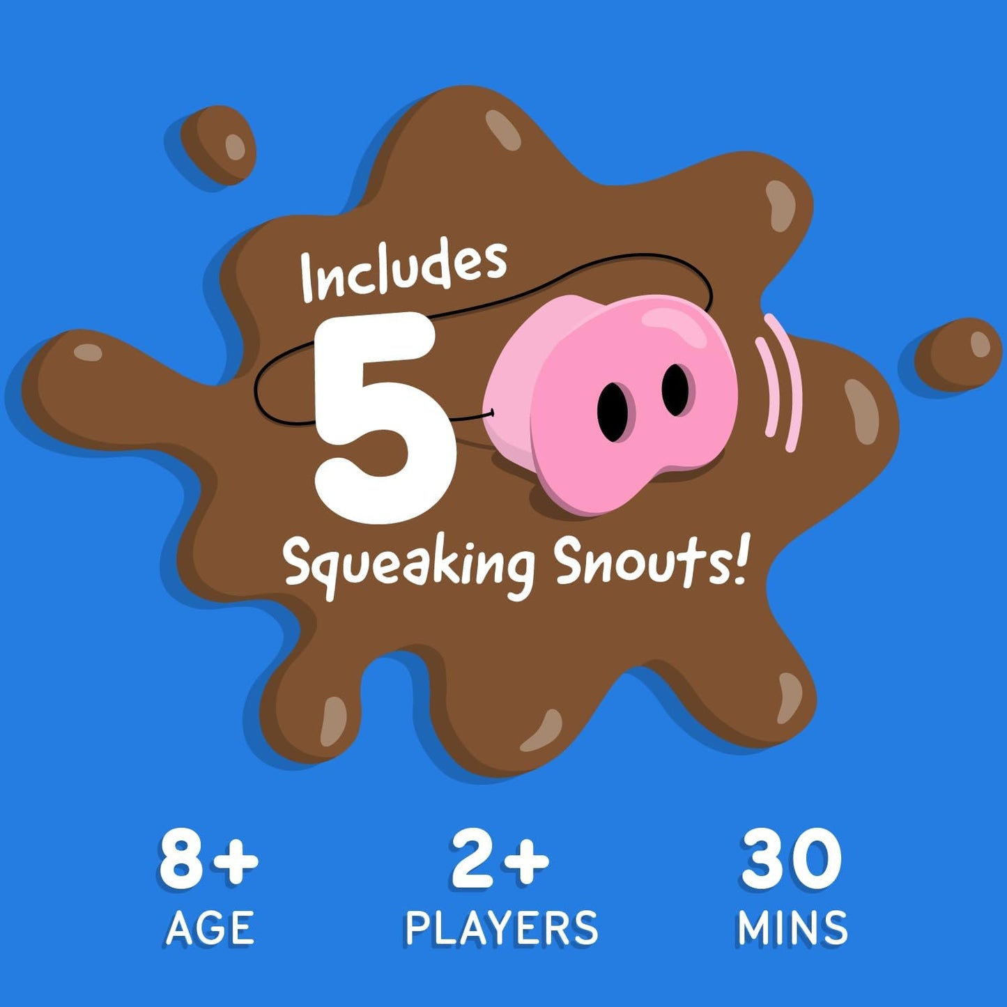 Snort Funny – The Oinkcredible You Laugh You Lose Party Game for Kids & Adults, 150 Challenge Cards, 5 Pig Snouts & 60 Mud Tokens, Family Fun, 4-8 Players, Ages 8+