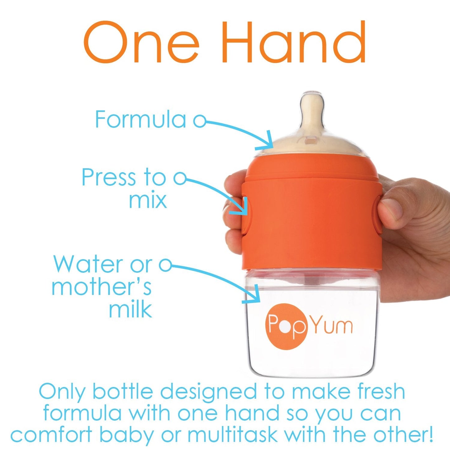 PopYum 5oz Anti-Colic Formula Mixing Baby Bottles, Pink, 2-Pack with #1 Slow Flow Nipples, BPA-Free, Natural Latch (150ml)