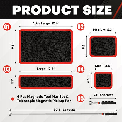 4-Piece Magnetic Tool Mat Set