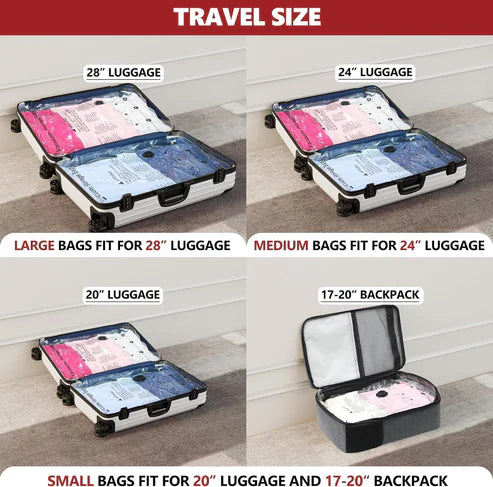 Travel Compression Vacuum Bags with Pump Combo