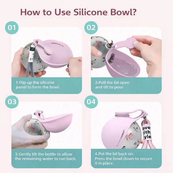 Portable Dog Water Bottle with Bowl