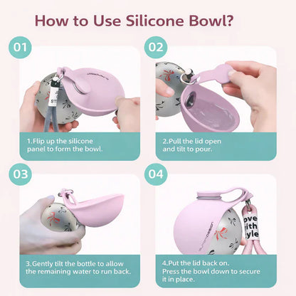 Portable Dog Water Bottle with Bowl
