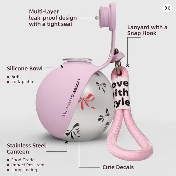 Portable Dog Water Bottle with Bowl