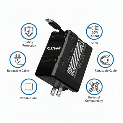 FastVolt 2-in-1 Retractable Fast Charger Cable