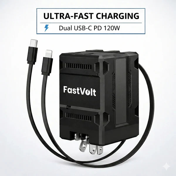 FastVolt 2-in-1 Retractable Fast Charger Cable