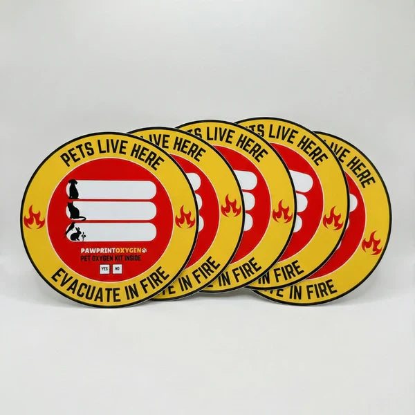 Pet Alert Fire Rescue Window Decal - Pack of 5 (buy one get 1 free)