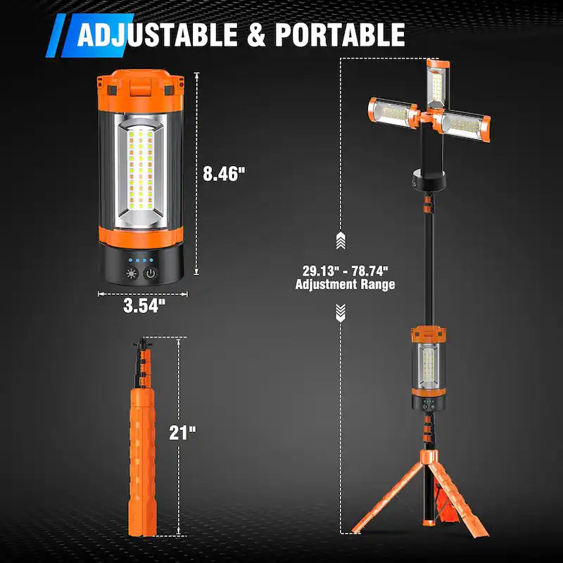 Rechargeable Camping Work Light with Tripod and Magnetic Base