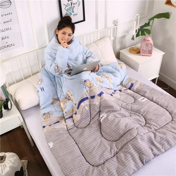 Winter Lazy Quilt with Sleeves