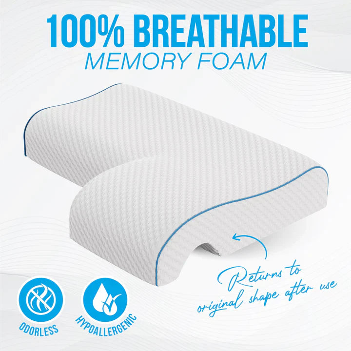 Mars Wellness Memory Foam Cuddle Pillow - Ergonomic Anti Pressure Couples Pillow with Arm Hole - Great for Cuddling, Neck & Shoulder Pain, Side Sleepers - Default Title
