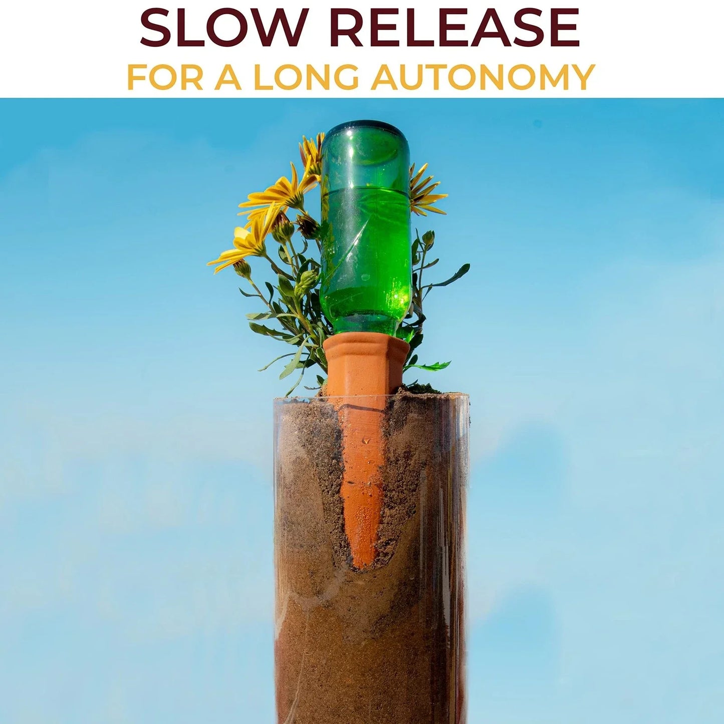 10-Pack Natural Self Watering Spikes - Terracotta - Automatic Plant Waterer f...