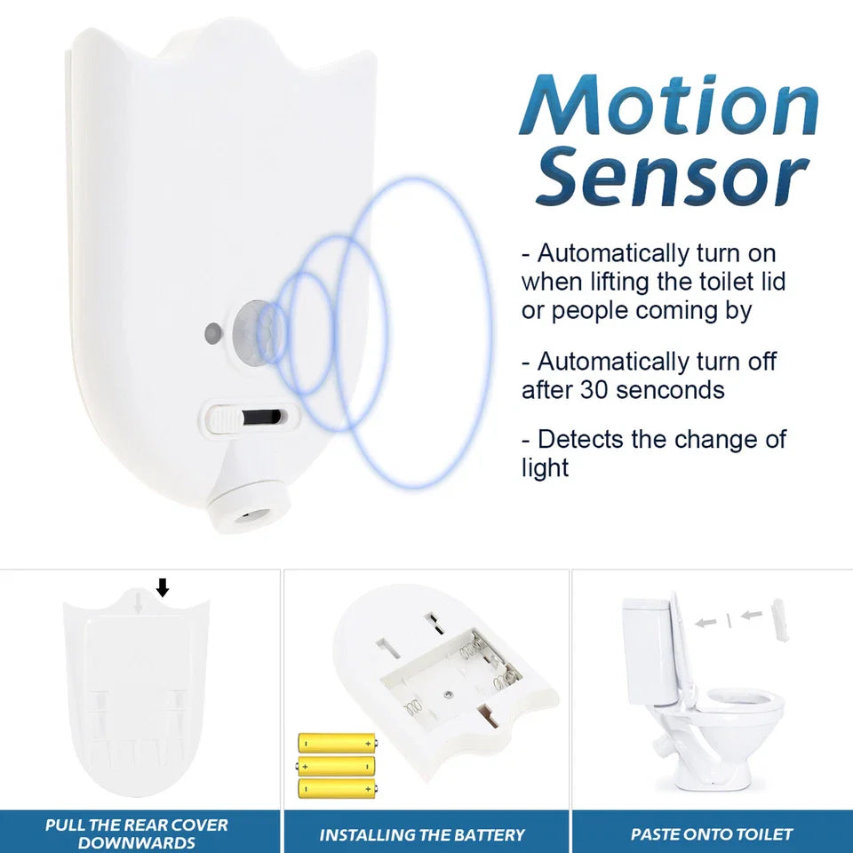 Toilet Night Light LED Motion Activated Sensor Bathroom Lamp Decor Four Pattern